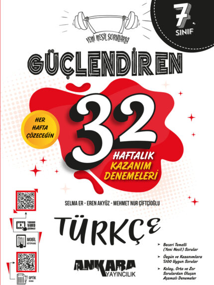 7. Sınıf Güçlendiren 32 Haftalık Türkçe Kazanım Denemeleri