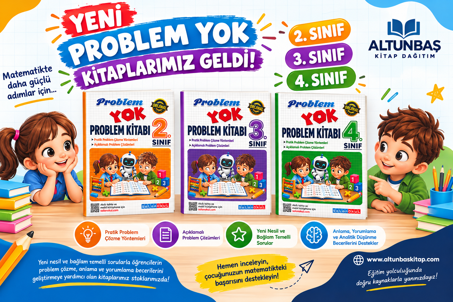 Problem Yok 2, 3 ve 4. Sınıf Problem Kitapları | Altunbaş Kitap'ta 1 Renkli Problem Kitaplari Tanitimi